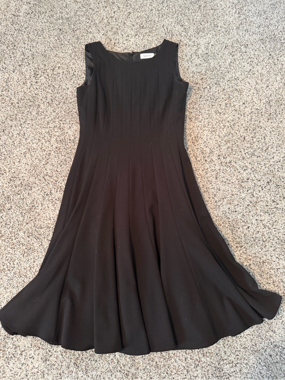 Calvin Klein Black Sleeveless Fit-and-Flare Dress, Size 2